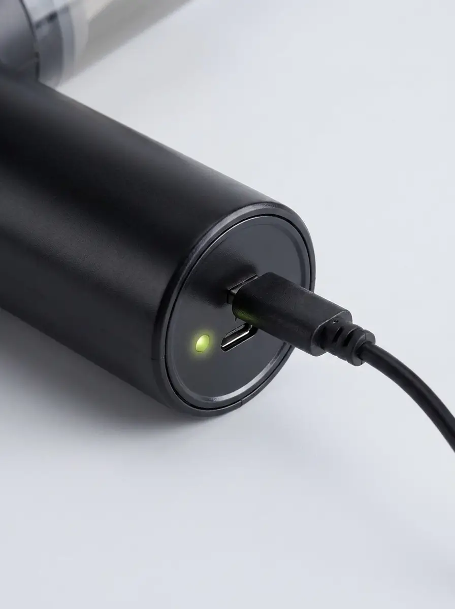 Cabo USB conectado à entrada de carregamento